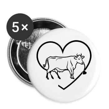 t Cow Farmer Heartbeat - Buttons large 2.2''/56 mm (5-pack) - white - Front