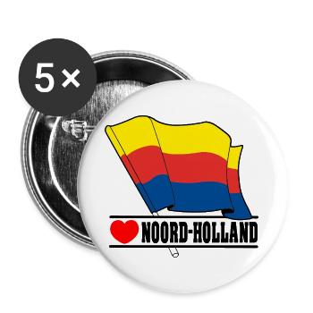 Drapeau Hollande-Septentrionale coeur HOLLANDE-SEPTENTRIONALE - Lot de 5 grands badges (56 mm) - blanc - Devant