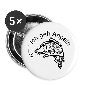 Elegante Karpfensilhouette - Buttons groß 56 mm (5er Pack) - Weiß - Vorne