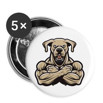 Labrador Dog Muscles Bodybuilding - Buttons large 2.2''/56 mm (5-pack) - white - Front