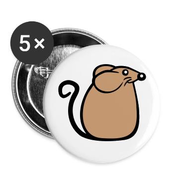 Maus Mäuschen Süße Kleine Ratte Nager Freundlich - Buttons groß 56 mm (5er Pack) - Weiß - Vorne