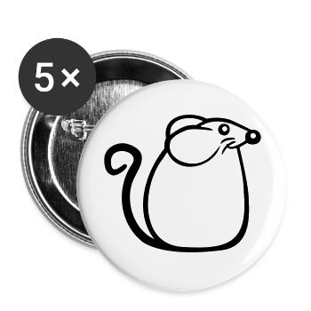 Maus Mäuschen Süße Kleine Ratte Nager Freundlich - Buttons groß 56 mm (5er Pack) - Weiß - Vorne
