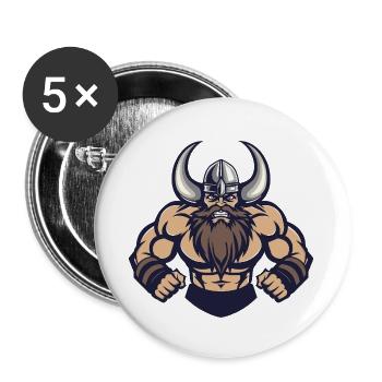 Viking Muscles Musculation - Lot de 5 grands badges (56 mm) - blanc - Devant