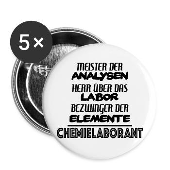Chemielaborant - Meister der Analysen, Labor - Buttons groß 56 mm (5er Pack) - Weiß - Vorne