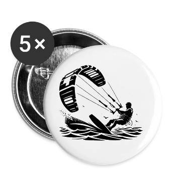 Kitesurfing Kitesurfer Kiteboard - Buttons large 2.2''/56 mm (5-pack) - white - Front