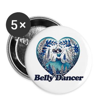 Blue Flowers belly Dancer Hafla - Buttons large 2.2''/56 mm (5-pack) - white - Front