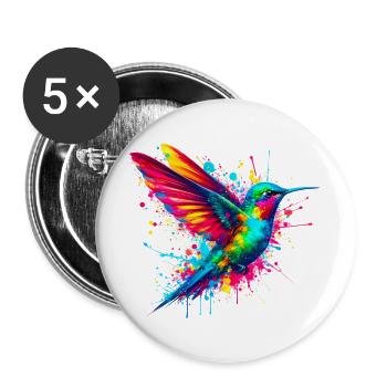 Kolibri - Buttons groß 56 mm (5er Pack) - Weiß - Vorne