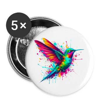 Hummingbird - Buttons large 2.2''/56 mm (5-pack) - white - Front