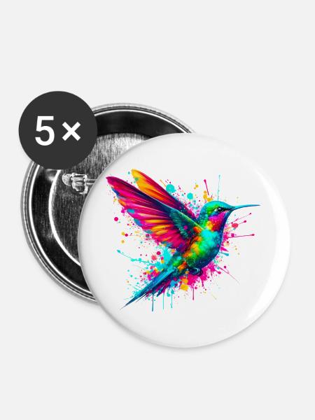 Kolibri - Buttons groß 56 mm (5er Pack) - Weiß