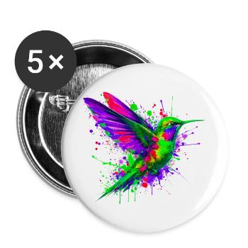 Colibri - Lot de 5 grands badges (56 mm) - blanc - Devant