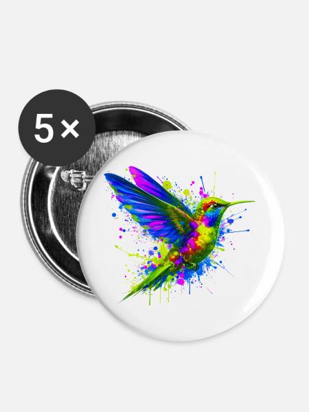 Kolibri - Buttons groß 56 mm (5er Pack) - Weiß