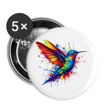 Hummingbird - Buttons large 2.2''/56 mm (5-pack) - white - Front