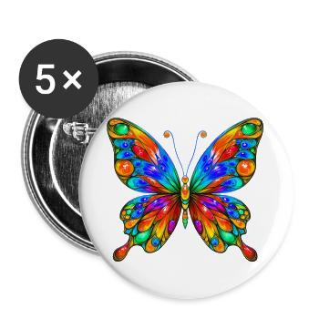 Papillon - Lot de 5 grands badges (56 mm) - blanc - Devant