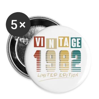 1982 Vintage 1982 Born in 1982 Birthday. Year 2 - Buttons large 2.2''/56 mm (5-pack) - white - Front