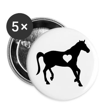 horse love heart - Buttons groß 56 mm (5er Pack) - Weiß - Vorne