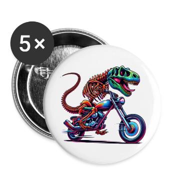 Motorrad Motocross biker bike - Buttons groß 56 mm (5er Pack) - Weiß - Vorne