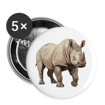 Rhinocéros Animal - Lot de 5 grands badges (56 mm) - blanc - Devant
