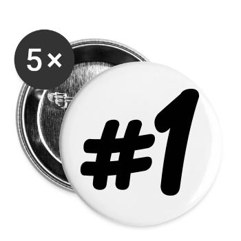 Number 1 # - Buttons large 2.2''/56 mm (5-pack) - white - Front