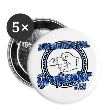 Zum ersten Mal Großvater 2025 - Buttons groß 56 mm (5er Pack) - Weiß - Vorne