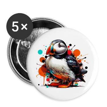 Papageitaucher - Buttons groß 56 mm (5er Pack) - Weiß - Vorne
