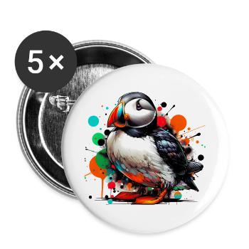 Papageitaucher - Buttons groß 56 mm (5er Pack) - Weiß - Vorne