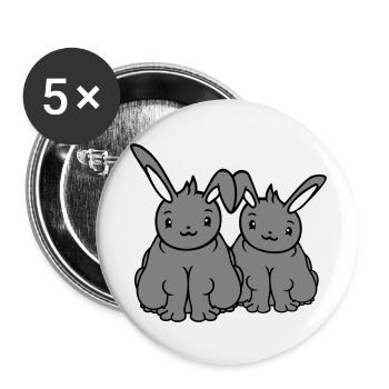 2 Bunnies Fat Friends Team Crew Overweight Fat - Buttons large 2.2''/56 mm (5-pack) - white - Front