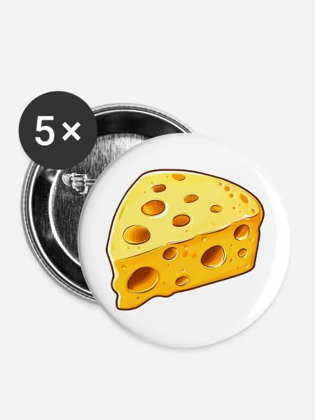 Käse Cheese - Buttons groß 56 mm (5er Pack) - Weiß