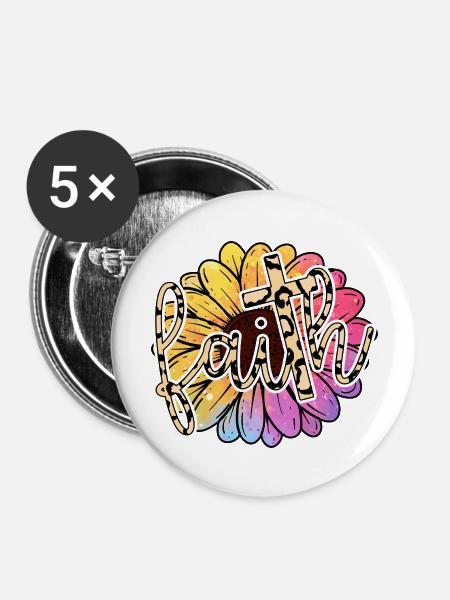 Glaube - Buttons groß 56 mm (5er Pack) - Weiß