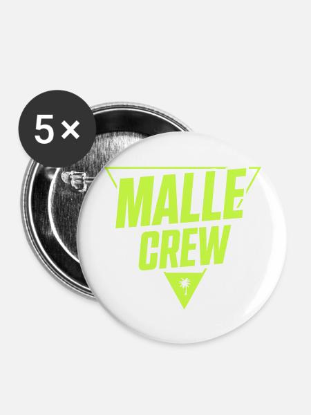malle crew - Buttons groß 56 mm (5er Pack) - Weiß