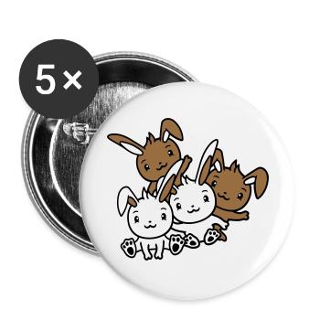 4 Bunnies Friends Team Crew Four Funny Siblings - Buttons large 2.2''/56 mm (5-pack) - white - Front
