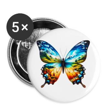 Schmetterling - Buttons groß 56 mm (5er Pack) - Weiß - Vorne