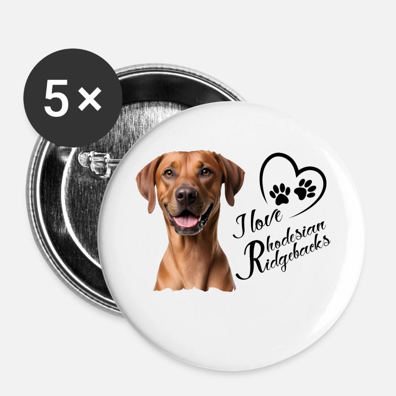 I love Rhodesian Ridgebacks - Buttons large 2.2''/56 mm (5-pack) - white