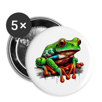 Grenouille - Lot de 5 grands badges (56 mm) - blanc - Devant