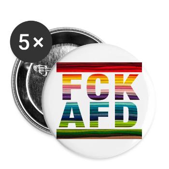 FCK AFD - Zeichen setzen gegen Rechts, Gegen Nazis - Buttons groß 56 mm (5er Pack) - Weiß - Vorne