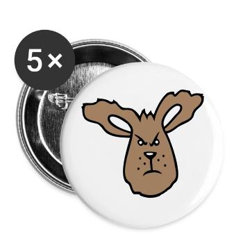 Hase wütend Böse Frech aggressiv hassen Frust Wut - Buttons groß 56 mm (5er Pack) - Weiß - Vorne
