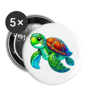 Schildkröte - Buttons groß 56 mm (5er Pack) - Weiß - Vorne