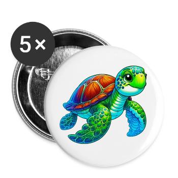 Tortue - Lot de 5 grands badges (56 mm) - blanc - Devant