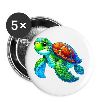 Tortue - Lot de 5 grands badges (56 mm) - blanc - Devant
