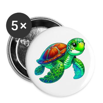 Turtle - Buttons large 2.2''/56 mm (5-pack) - white - Front