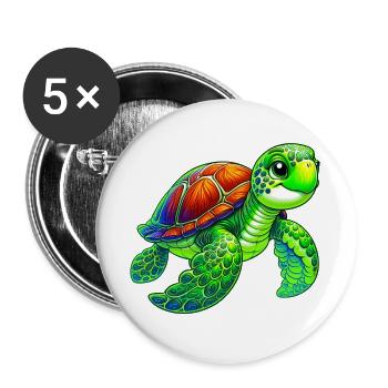 Tortue - Lot de 5 grands badges (56 mm) - blanc - Devant