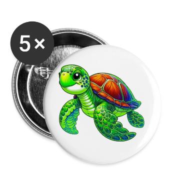 Schildkröte - Buttons groß 56 mm (5er Pack) - Weiß - Vorne