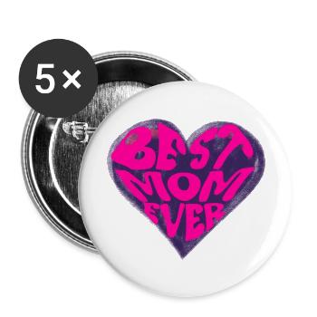 Best Mom Ever - Buttons large 2.2''/56 mm (5-pack) - white - Front