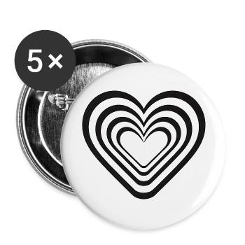 cœur - Lot de 5 grands badges (56 mm) - blanc - Devant