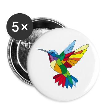 Colibri multicolore - Lot de 5 grands badges (56 mm) - blanc - Devant