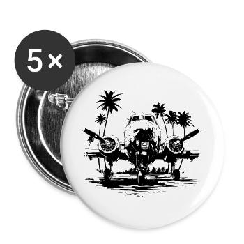 Flugzeug Skizze - Buttons groß 56 mm (5er Pack) - Weiß - Vorne