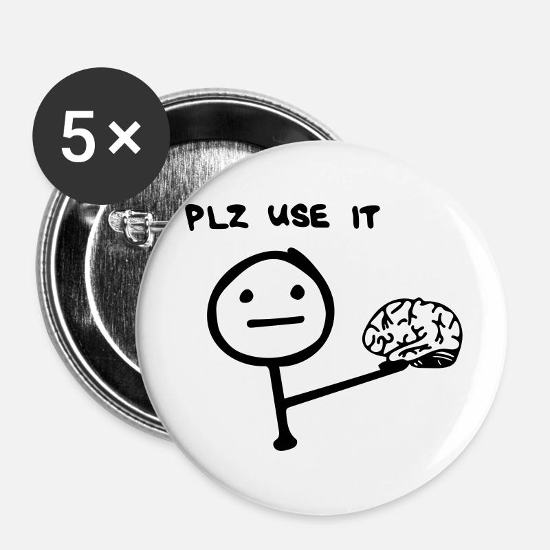 bitte benutze es - Buttons groß 56 mm (5er Pack) - Weiß