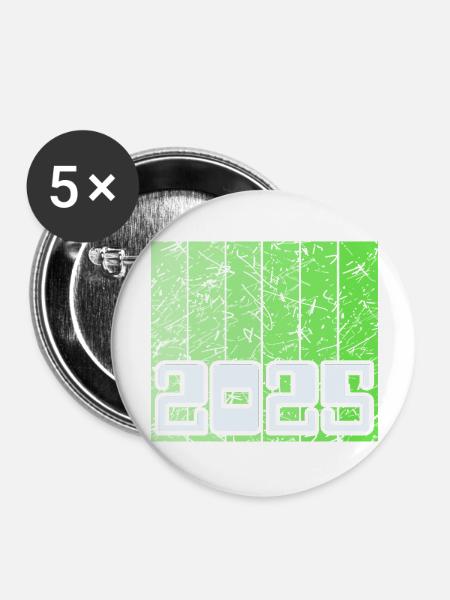Jahrgang 2025 - Buttons groß 56 mm (5er Pack) - Weiß