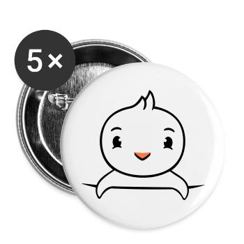 Ente Hemdtasche Tasche unterwegs hinter Zaun süß - Buttons groß 56 mm (5er Pack) - Weiß - Vorne