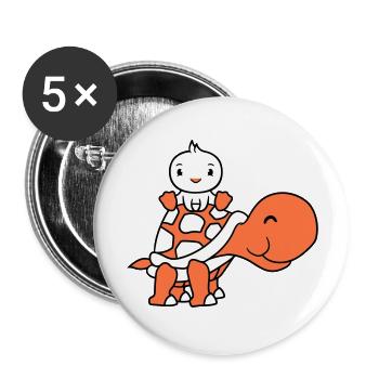 Canard Équitation Sitting Giant Turtle 2 Friends - Lot de 5 grands badges (56 mm) - blanc - Devant