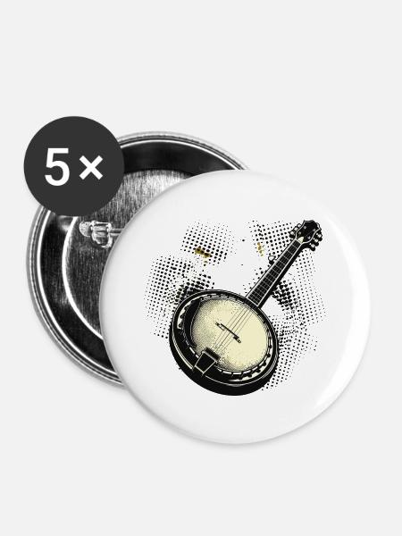 Banjo Grafik - Buttons groß 56 mm (5er Pack) - Weiß